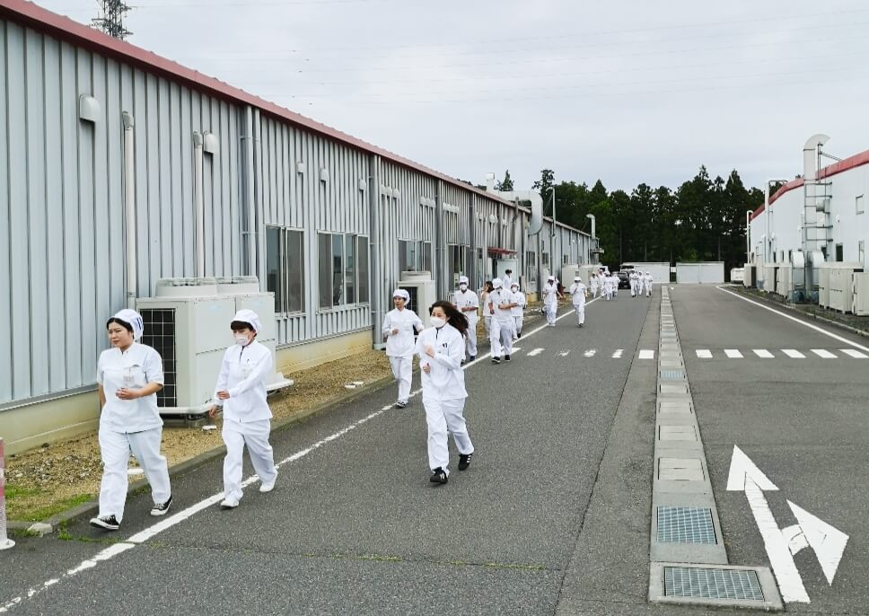 白河工場で実施した避難訓練の様子